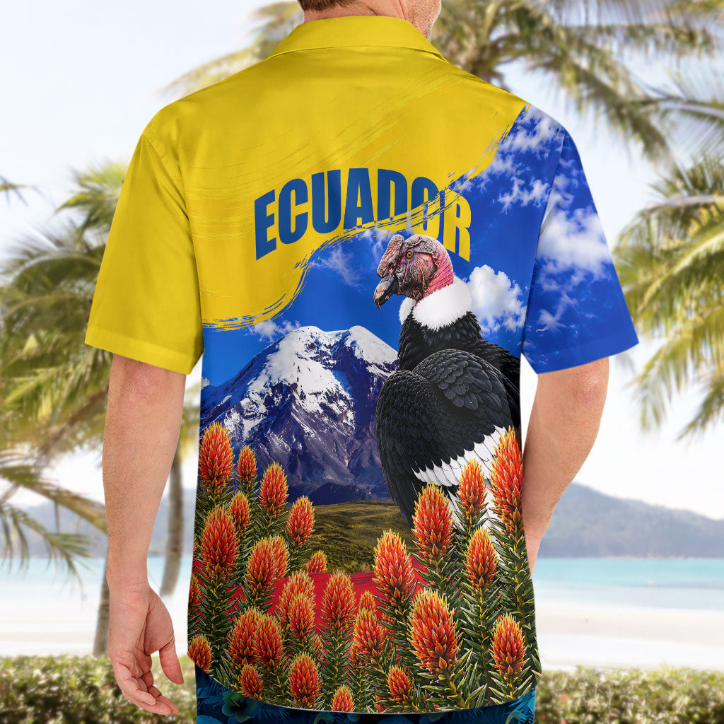 Ecuador Independence Day Hawaiian Shirt Patriotic Andean Condor Monument And Mountain