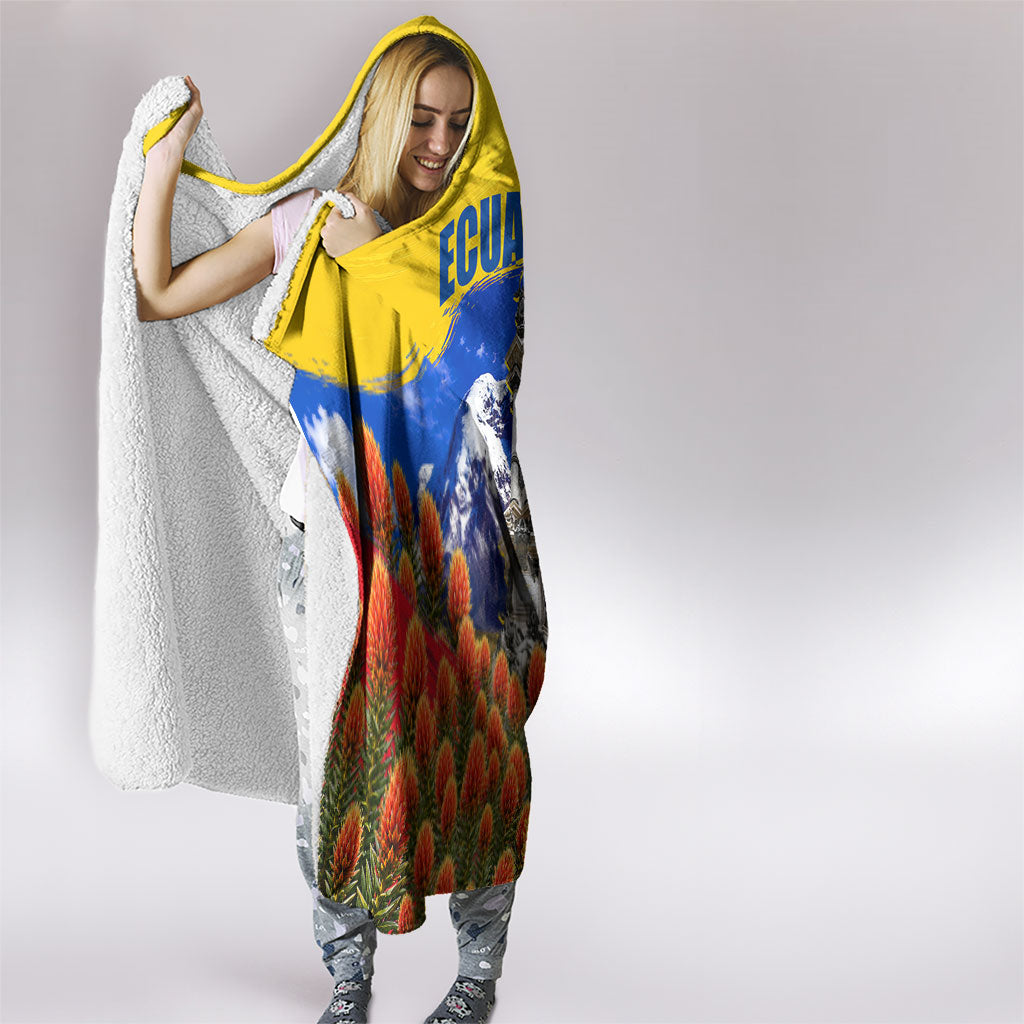 Ecuador Independence Day Hooded Blanket Patriotic Andean Condor Monument And Mountain