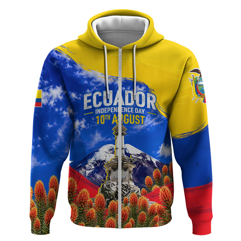 Ecuador Independence Day Hoodie Patriotic Andean Condor Monument And Mountain