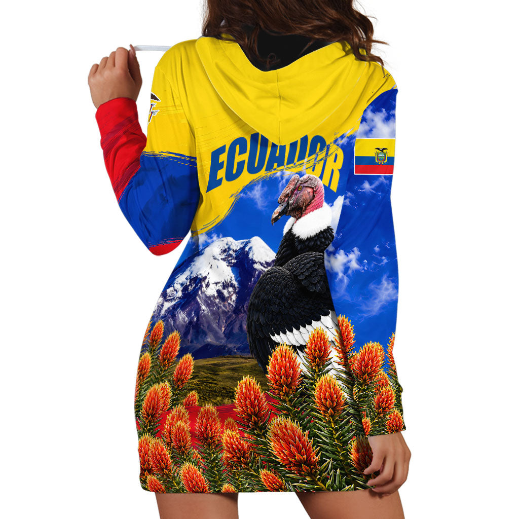 Ecuador Independence Day Hoodie Dress Patriotic Andean Condor Monument And Mountain
