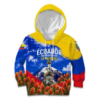 Ecuador Independence Day Kid Hoodie Patriotic Andean Condor Monument And Mountain