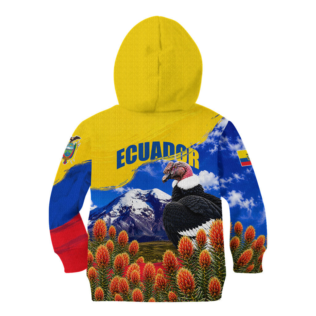 Ecuador Independence Day Kid Hoodie Patriotic Andean Condor Monument And Mountain