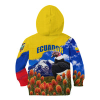 Ecuador Independence Day Kid Hoodie Patriotic Andean Condor Monument And Mountain