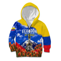 Ecuador Independence Day Kid Hoodie Patriotic Andean Condor Monument And Mountain