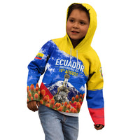 Ecuador Independence Day Kid Hoodie Patriotic Andean Condor Monument And Mountain