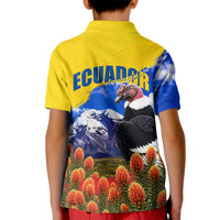 Ecuador Independence Day Kid Polo Shirt Patriotic Andean Condor Monument And Mountain