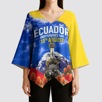 Ecuador Independence Day Kimono Sleeve Blouse Patriotic Andean Condor Monument And Mountain