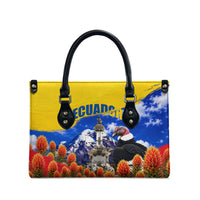 Ecuador Independence Day Leather Bag Patriotic Andean Condor Monument And Mountain