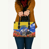 Ecuador Independence Day Leather Bag Patriotic Andean Condor Monument And Mountain