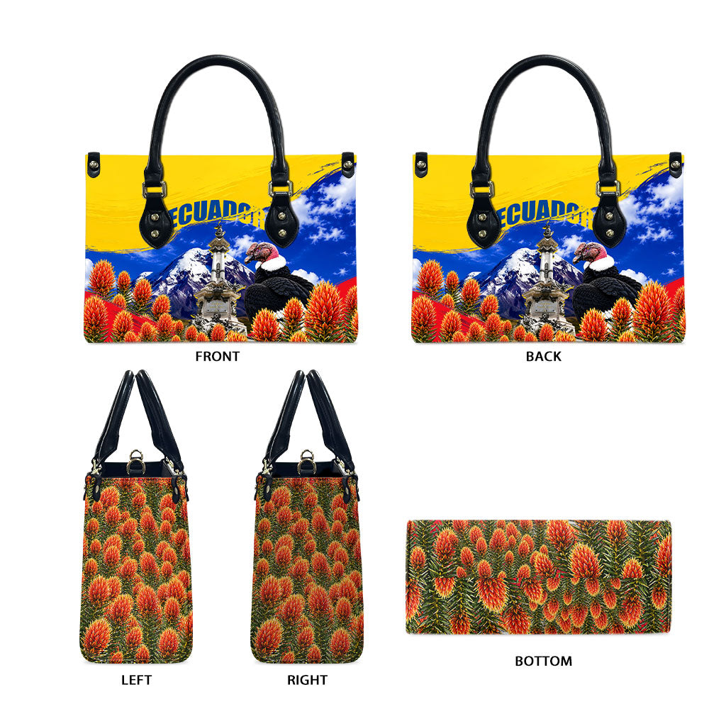 Ecuador Independence Day Leather Bag Patriotic Andean Condor Monument And Mountain