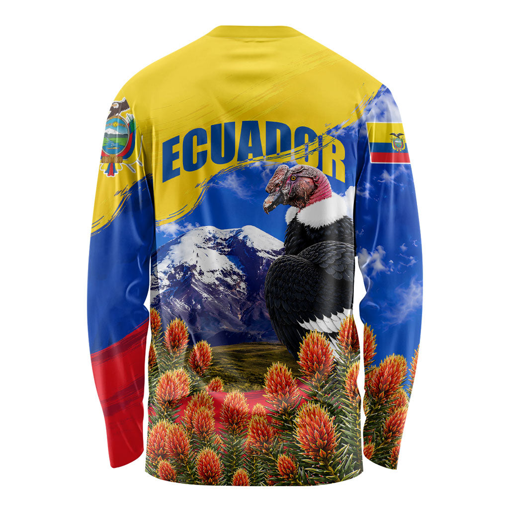 Ecuador Independence Day Long Sleeve Shirt Patriotic Andean Condor Monument And Mountain