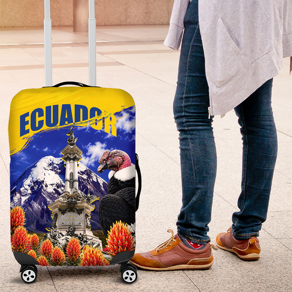 Ecuador Independence Day Luggage Cover Patriotic Andean Condor Monument And Mountain