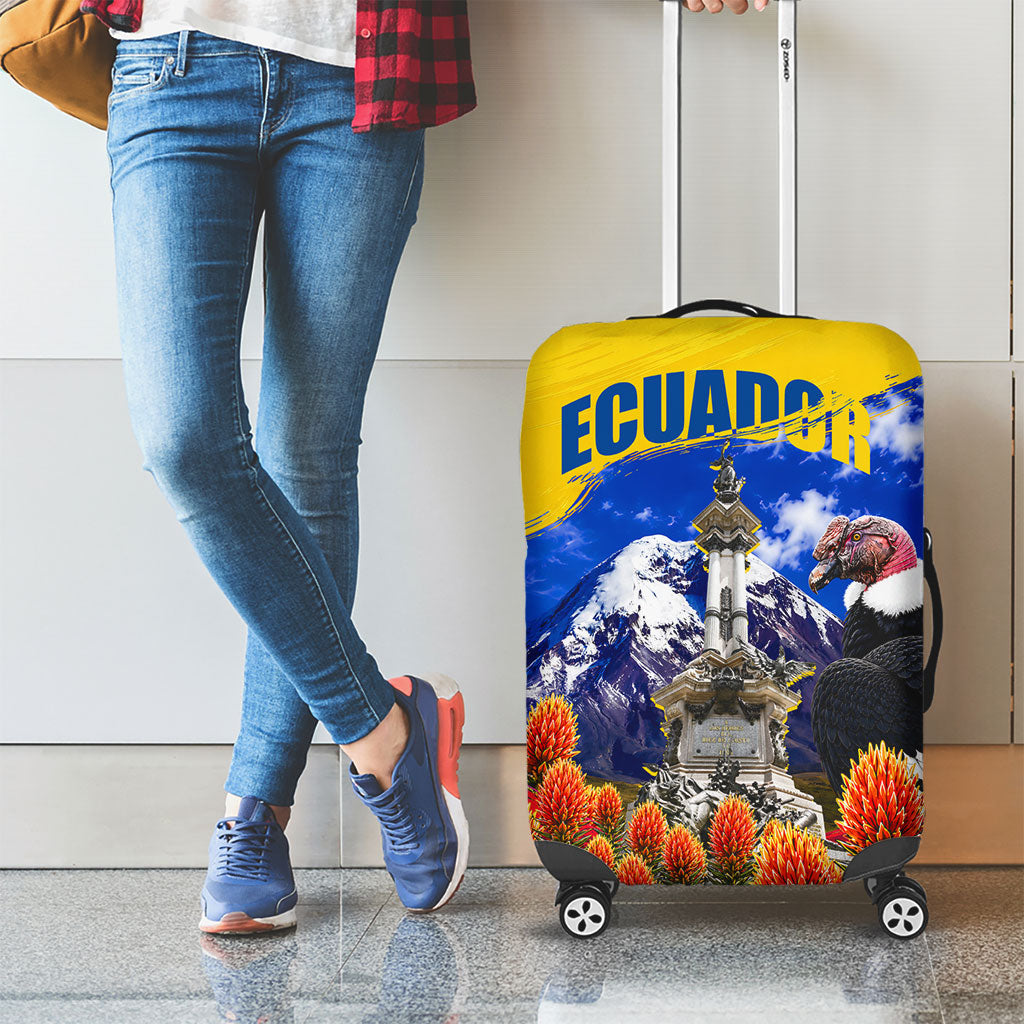 Ecuador Independence Day Luggage Cover Patriotic Andean Condor Monument And Mountain