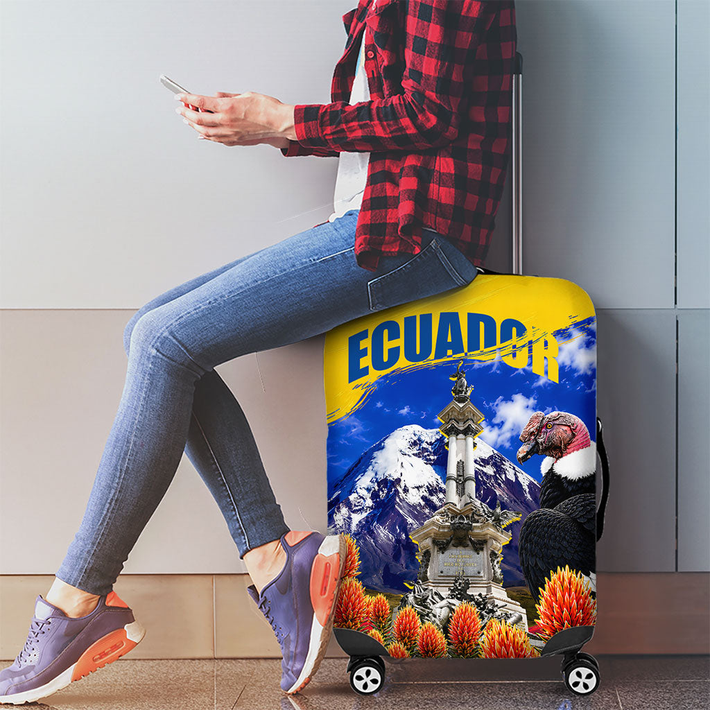 Ecuador Independence Day Luggage Cover Patriotic Andean Condor Monument And Mountain