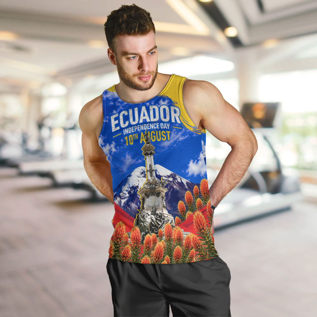 Ecuador Independence Day Men Tank Top Patriotic Andean Condor Monument And Mountain