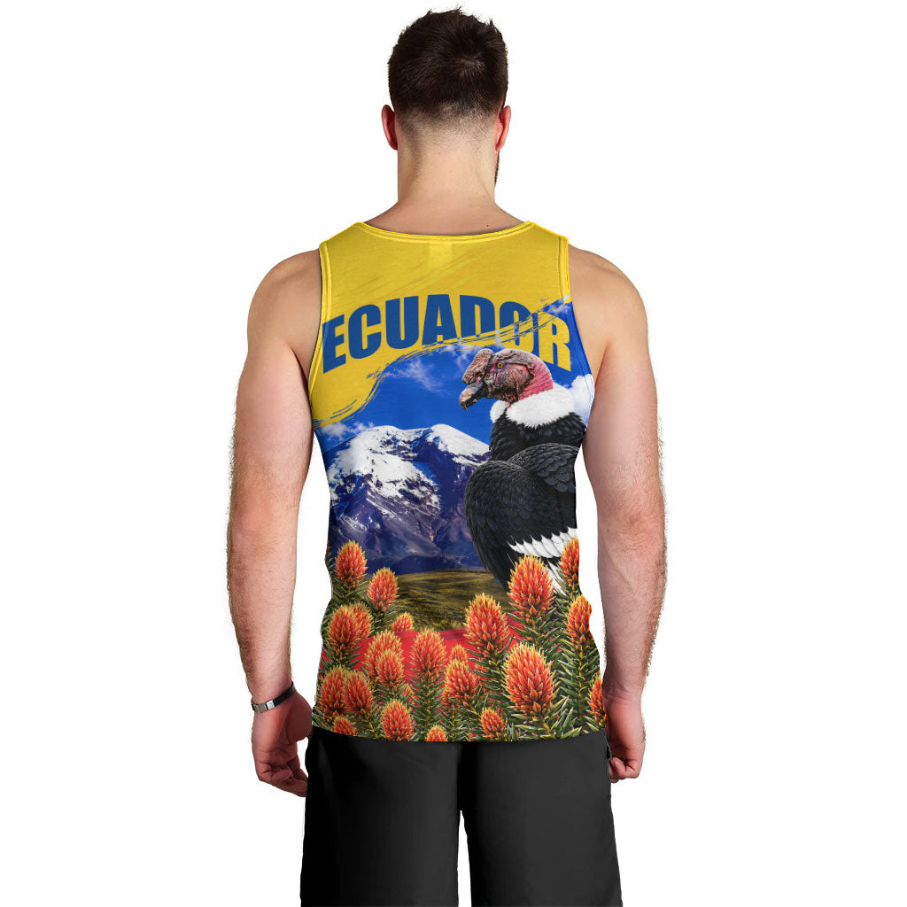 Ecuador Independence Day Men Tank Top Patriotic Andean Condor Monument And Mountain
