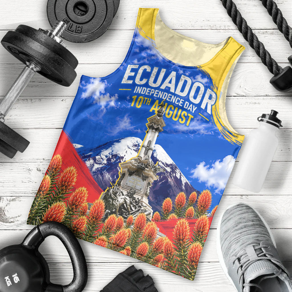 Ecuador Independence Day Men Tank Top Patriotic Andean Condor Monument And Mountain