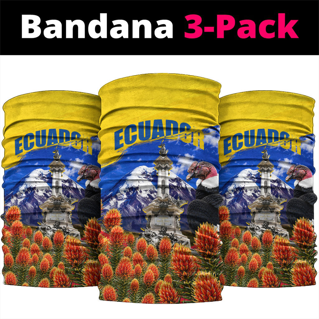 Ecuador Independence Day Neck Gaiter Patriotic Andean Condor Monument And Mountain