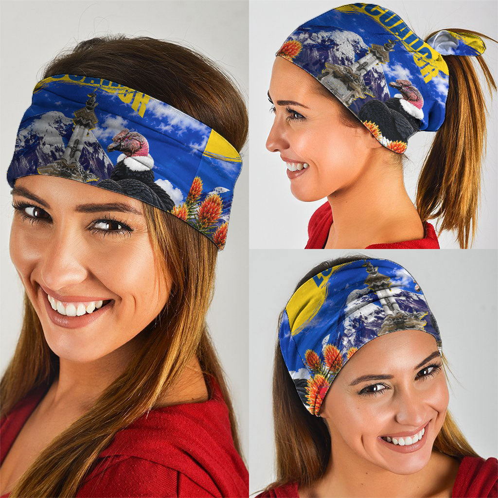 Ecuador Independence Day Neck Gaiter Patriotic Andean Condor Monument And Mountain