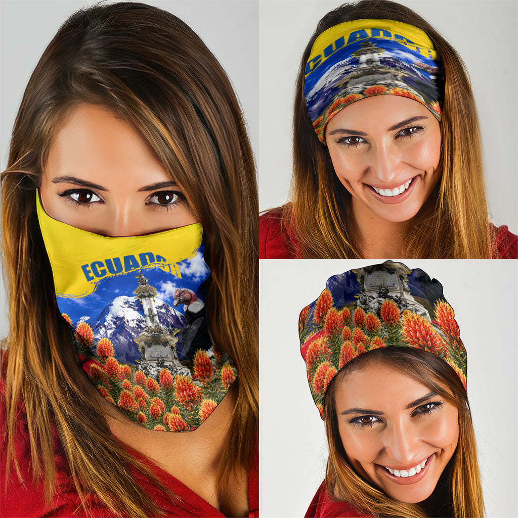 Ecuador Independence Day Neck Gaiter Patriotic Andean Condor Monument And Mountain