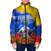 Ecuador Independence Day Padded Jacket Patriotic Andean Condor Monument And Mountain