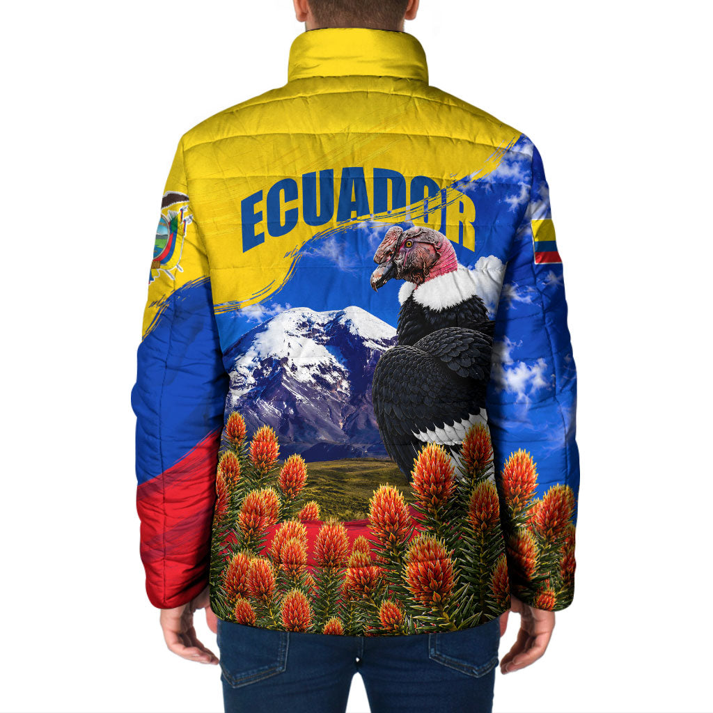 Ecuador Independence Day Padded Jacket Patriotic Andean Condor Monument And Mountain
