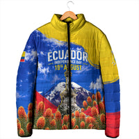 Ecuador Independence Day Padded Jacket Patriotic Andean Condor Monument And Mountain