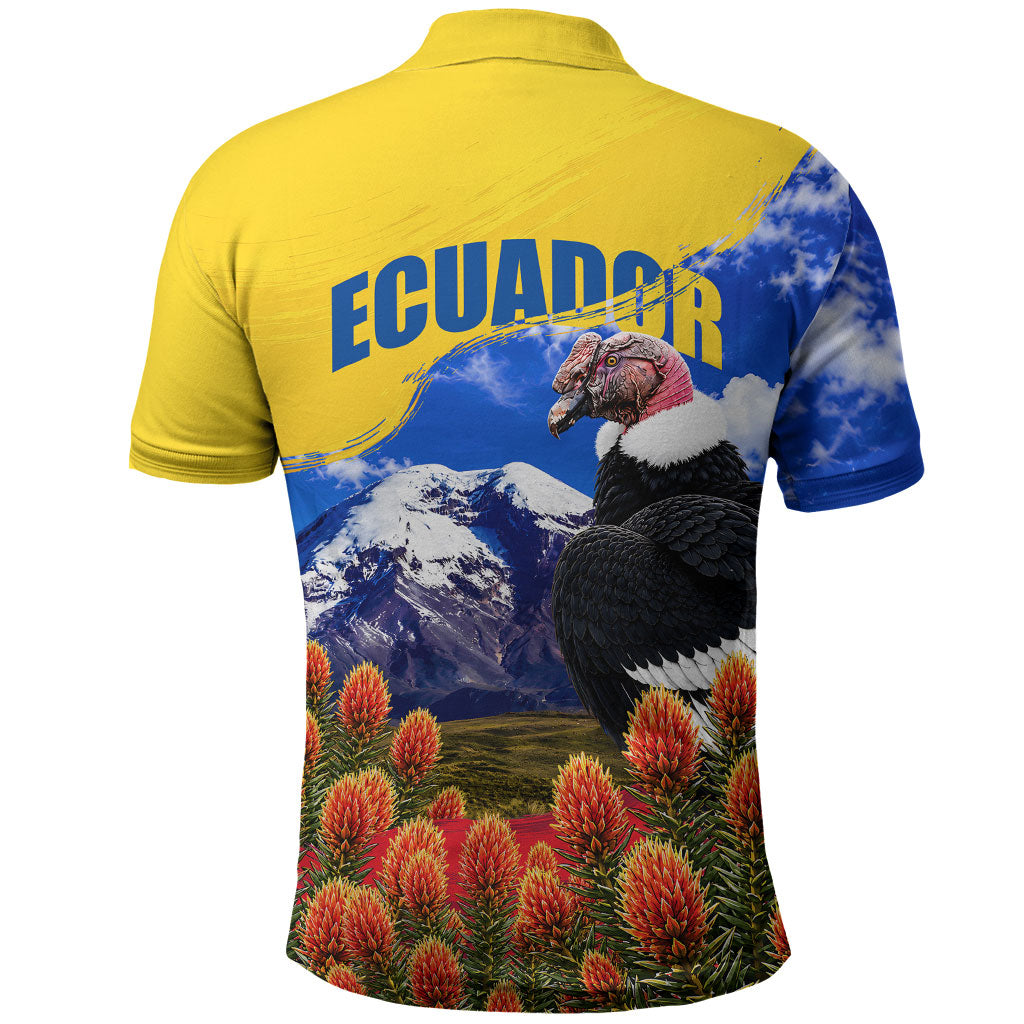 Ecuador Independence Day Polo Shirt Patriotic Andean Condor Monument And Mountain