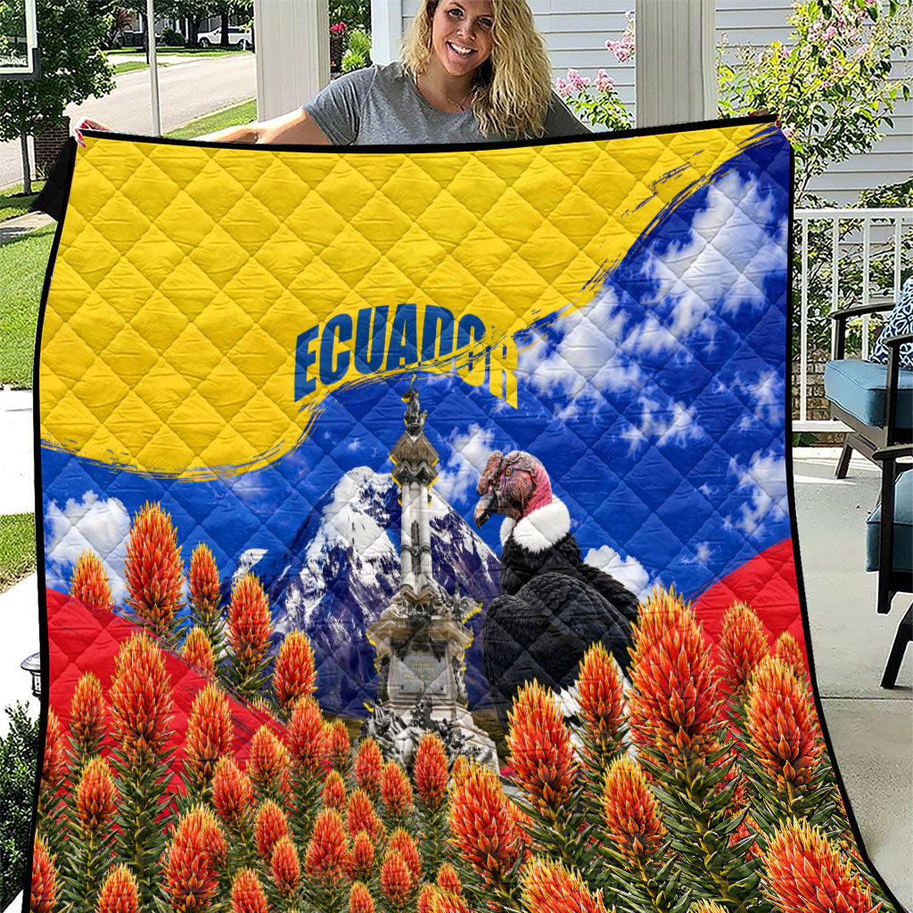 Ecuador Independence Day Quilt Patriotic Andean Condor Monument And Mountain