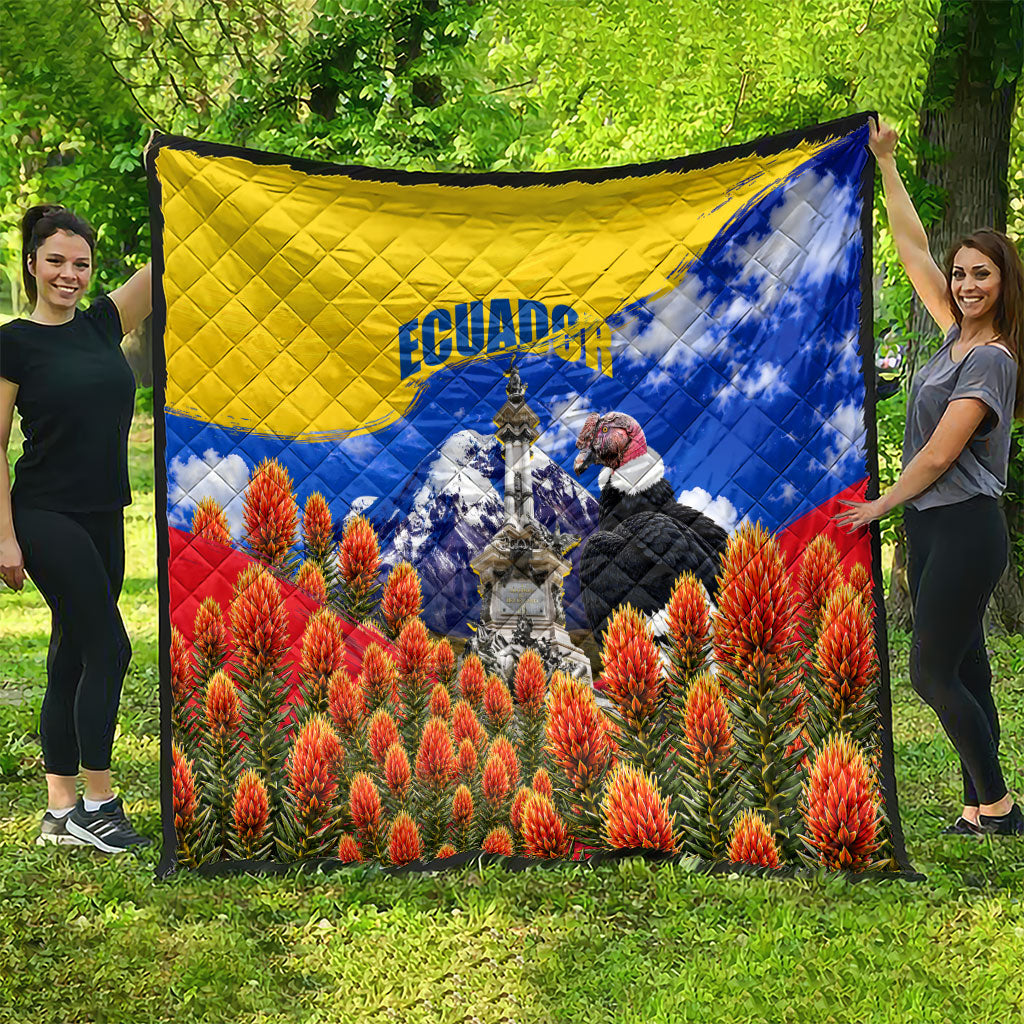 Ecuador Independence Day Quilt Patriotic Andean Condor Monument And Mountain