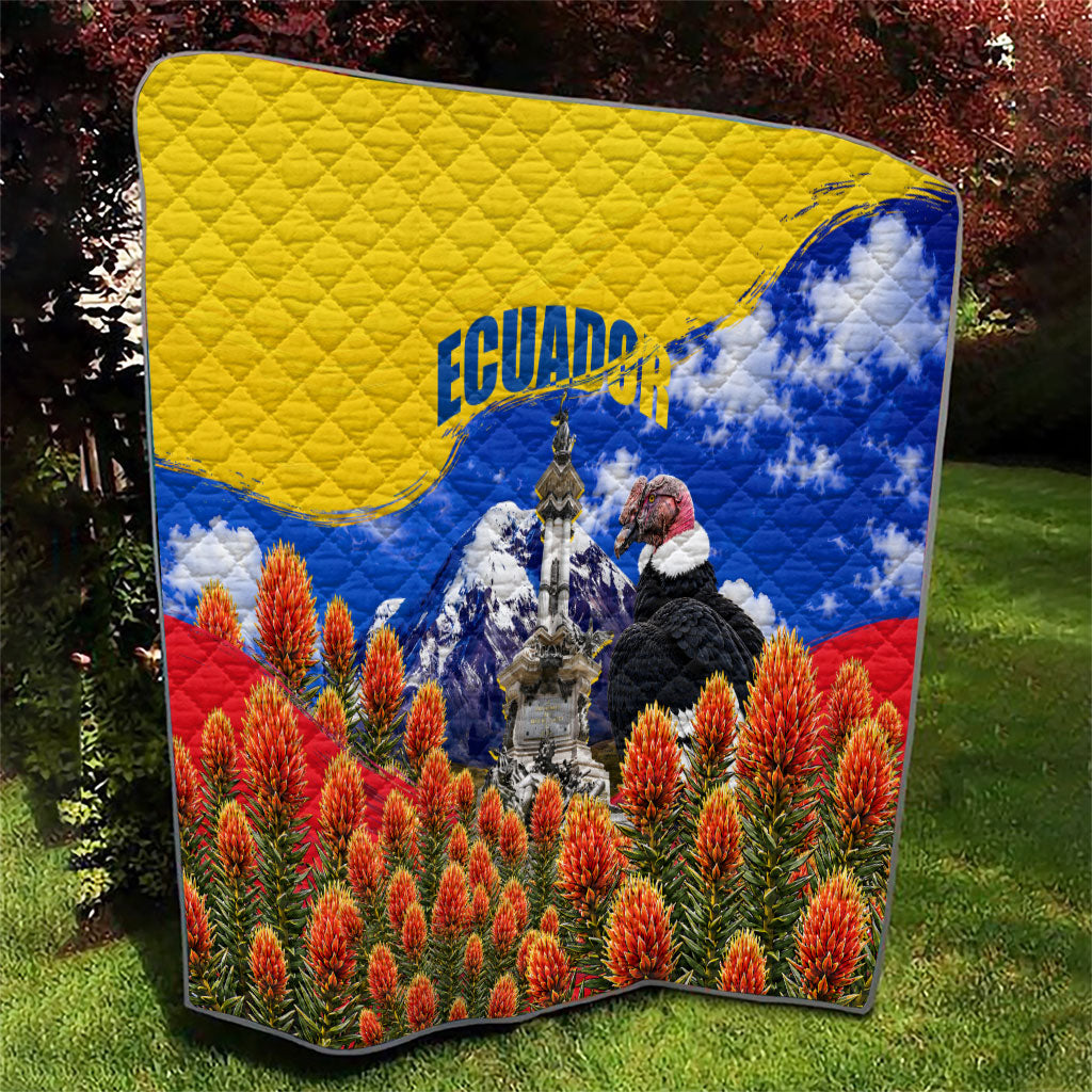 Ecuador Independence Day Quilt Patriotic Andean Condor Monument And Mountain