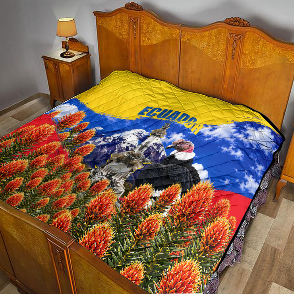 Ecuador Independence Day Quilt Patriotic Andean Condor Monument And Mountain