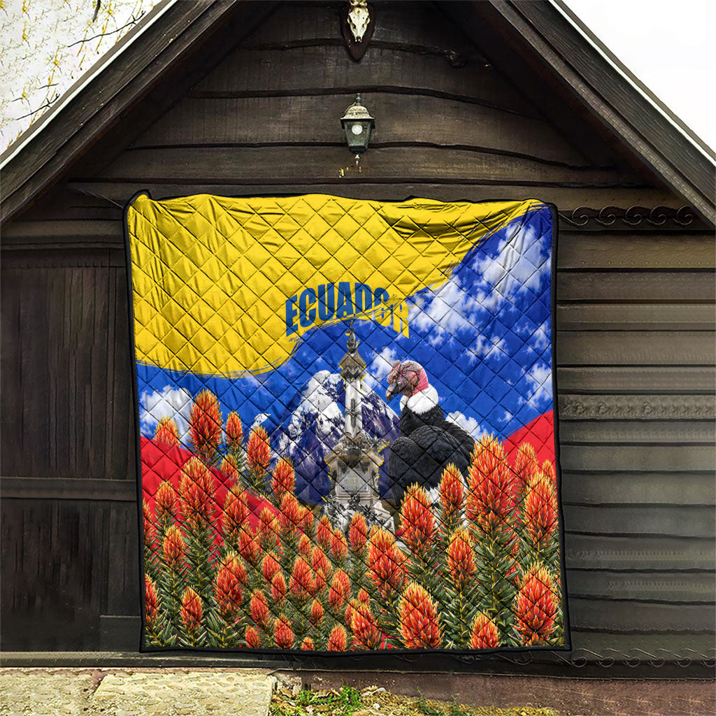 Ecuador Independence Day Quilt Patriotic Andean Condor Monument And Mountain