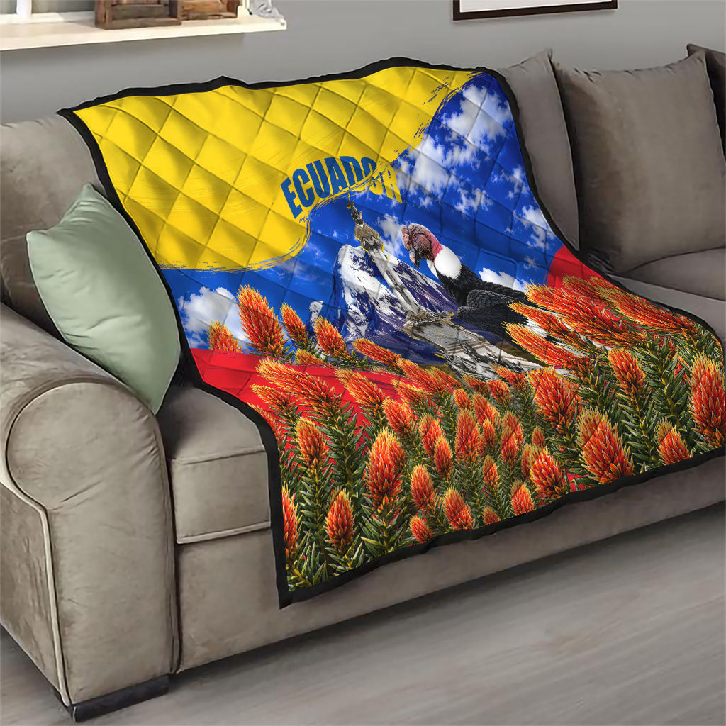 Ecuador Independence Day Quilt Patriotic Andean Condor Monument And Mountain