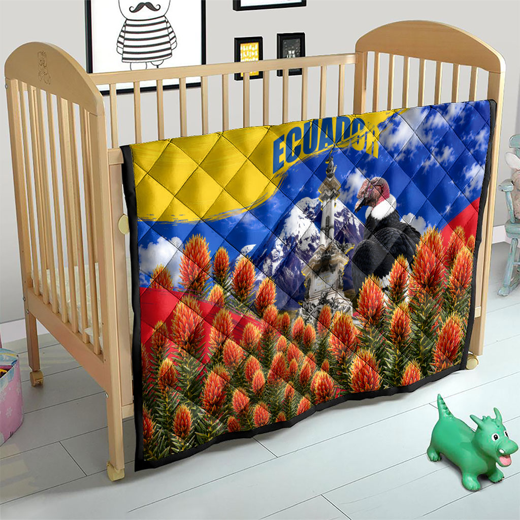 Ecuador Independence Day Quilt Patriotic Andean Condor Monument And Mountain