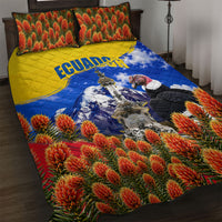 Ecuador Independence Day Quilt Bed Set Patriotic Andean Condor Monument And Mountain