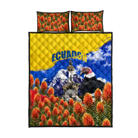 Ecuador Independence Day Quilt Bed Set Patriotic Andean Condor Monument And Mountain