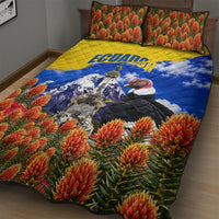 Ecuador Independence Day Quilt Bed Set Patriotic Andean Condor Monument And Mountain