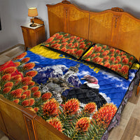 Ecuador Independence Day Quilt Bed Set Patriotic Andean Condor Monument And Mountain