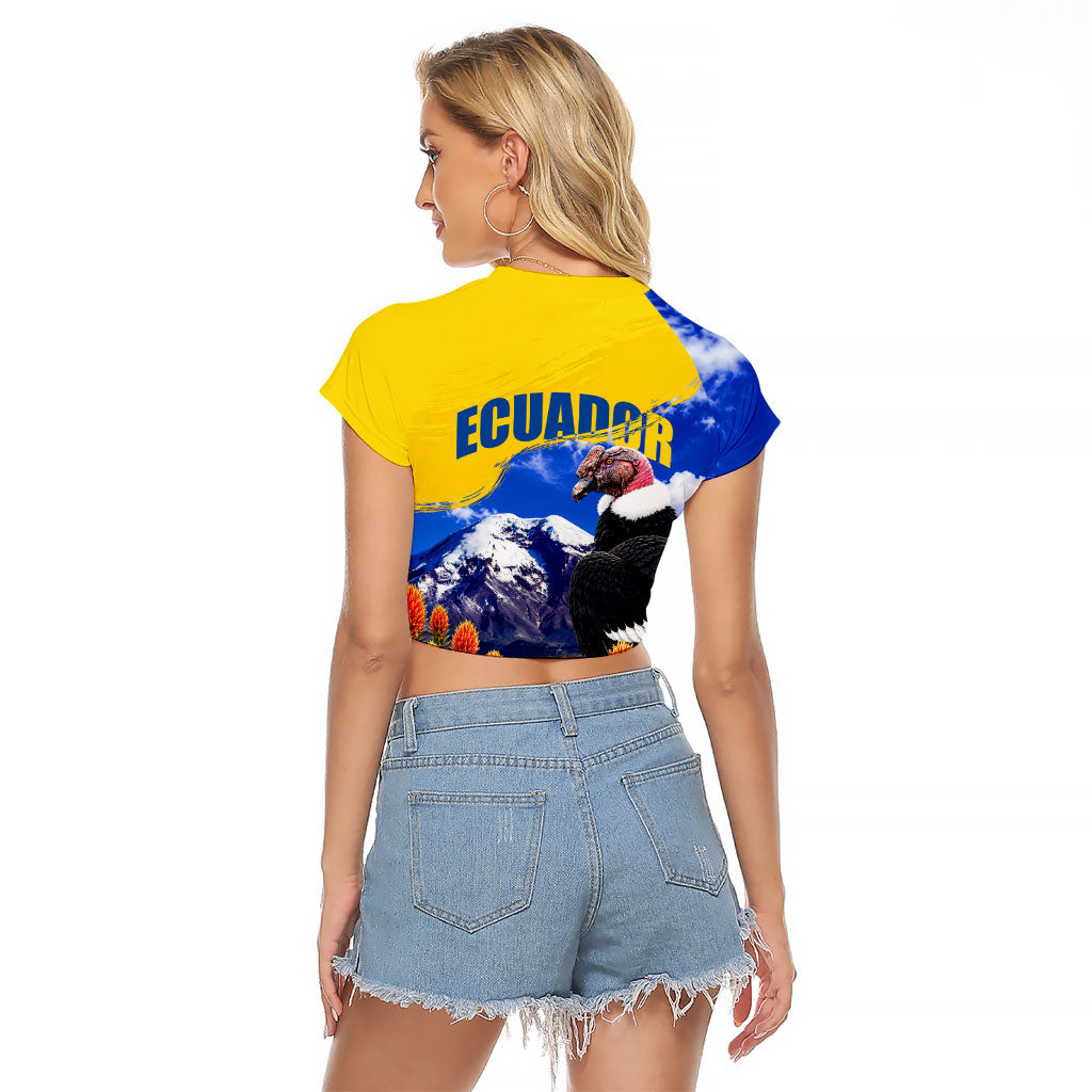 Ecuador Independence Day Raglan Cropped T Shirt Patriotic Andean Condor Monument And Mountain