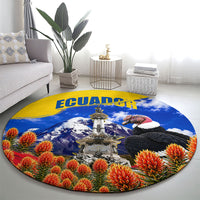Ecuador Independence Day Round Carpet Patriotic Andean Condor Monument And Mountain