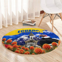 Ecuador Independence Day Round Carpet Patriotic Andean Condor Monument And Mountain