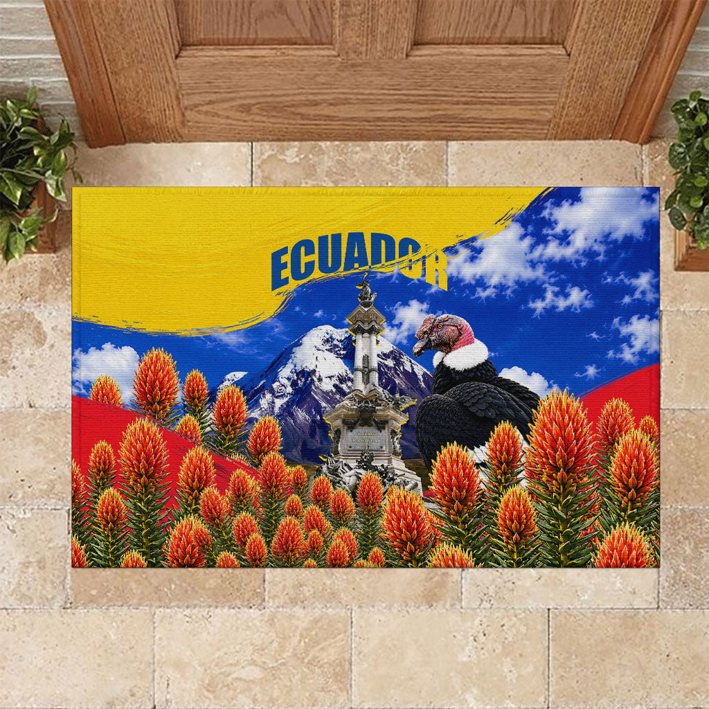 Ecuador Independence Day Rubber Doormat Patriotic Andean Condor Monument And Mountain