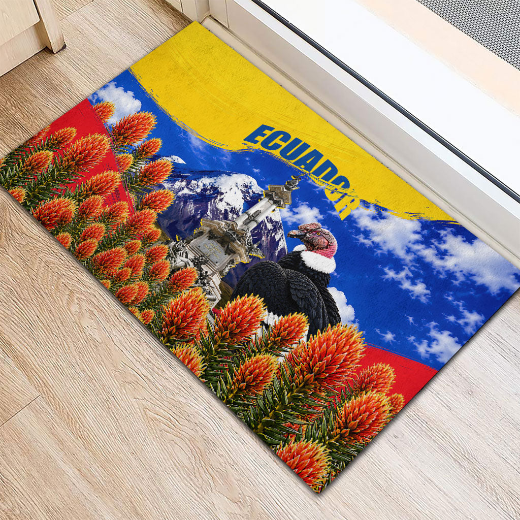 Ecuador Independence Day Rubber Doormat Patriotic Andean Condor Monument And Mountain