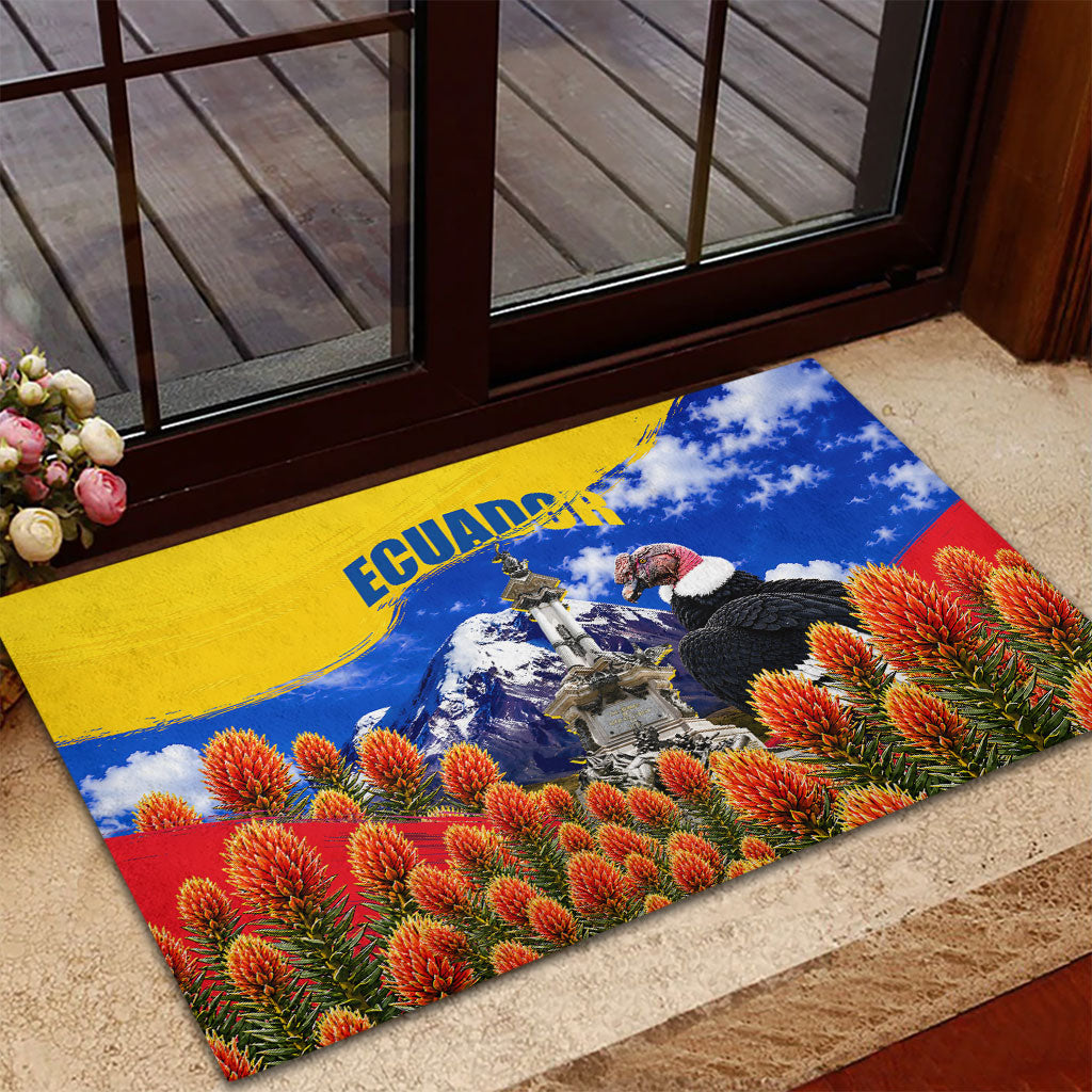 Ecuador Independence Day Rubber Doormat Patriotic Andean Condor Monument And Mountain