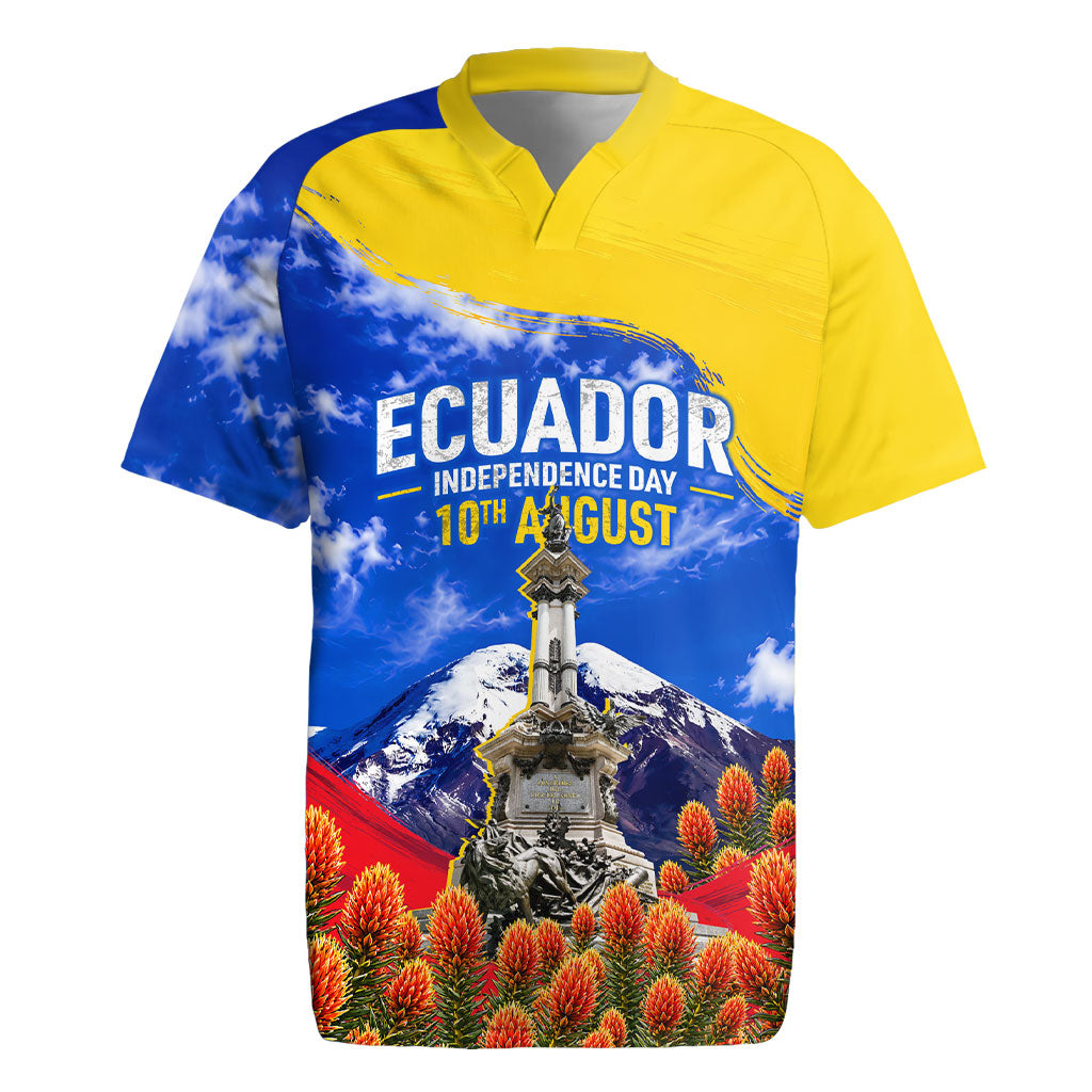 Ecuador Independence Day Rugby Jersey Patriotic Andean Condor Monument And Mountain