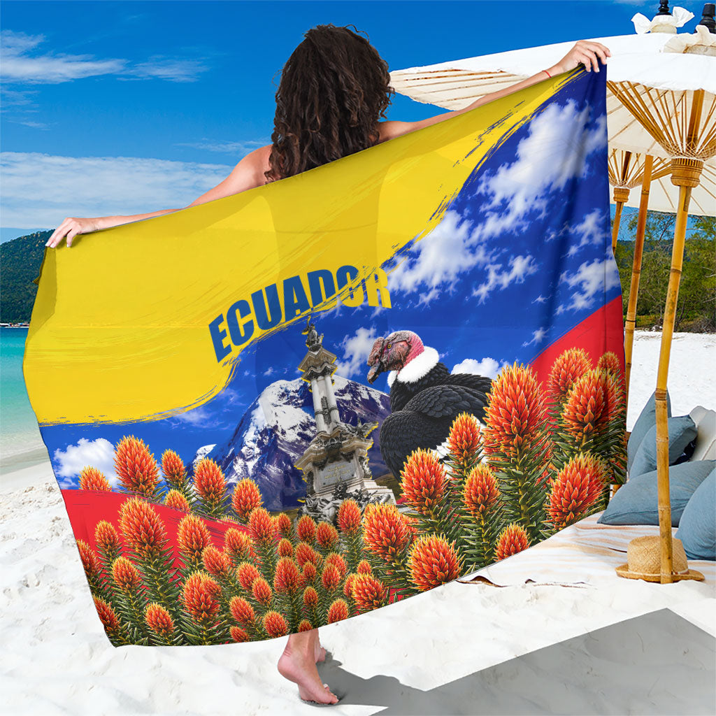 Ecuador Independence Day Sarong Patriotic Andean Condor Monument And Mountain