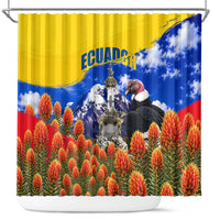 Ecuador Independence Day Shower Curtain Patriotic Andean Condor Monument And Mountain