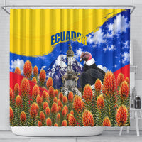 Ecuador Independence Day Shower Curtain Patriotic Andean Condor Monument And Mountain
