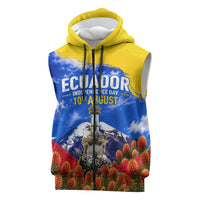 Ecuador Independence Day Sleeveless Zip Hoodie Patriotic Andean Condor Monument And Mountain